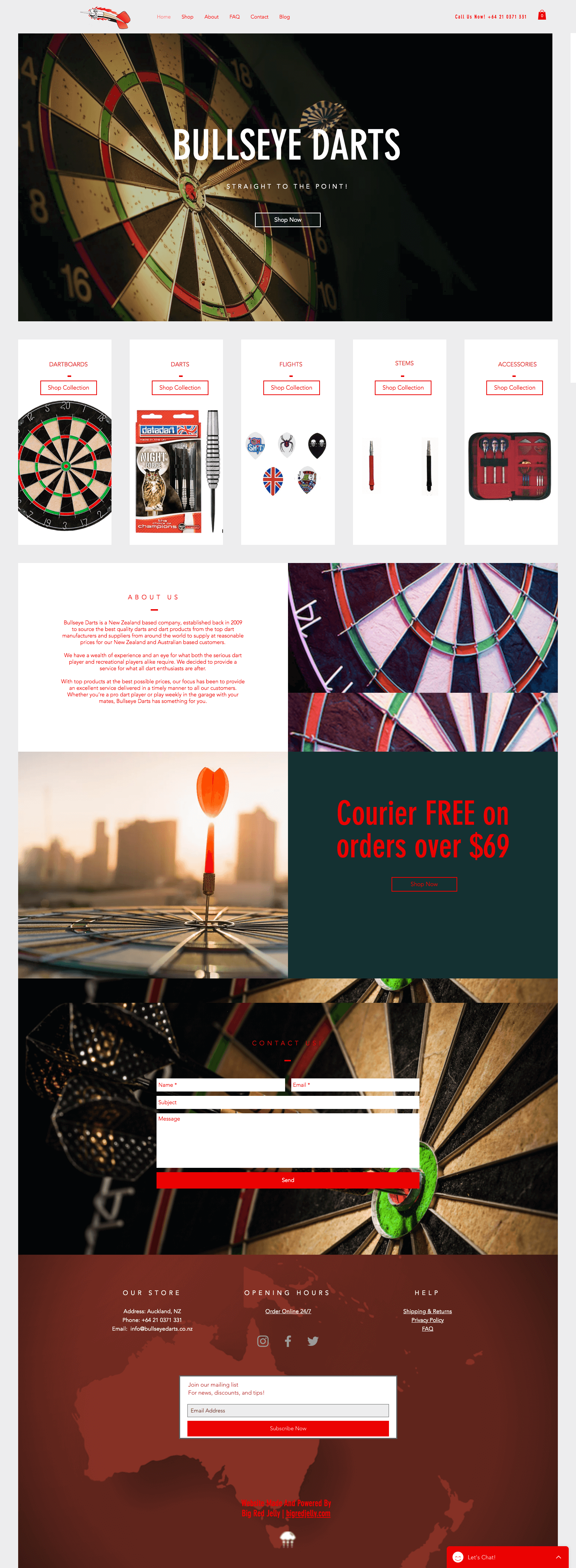 Bullseye darts full website design - brand building at Big Red Jelly.