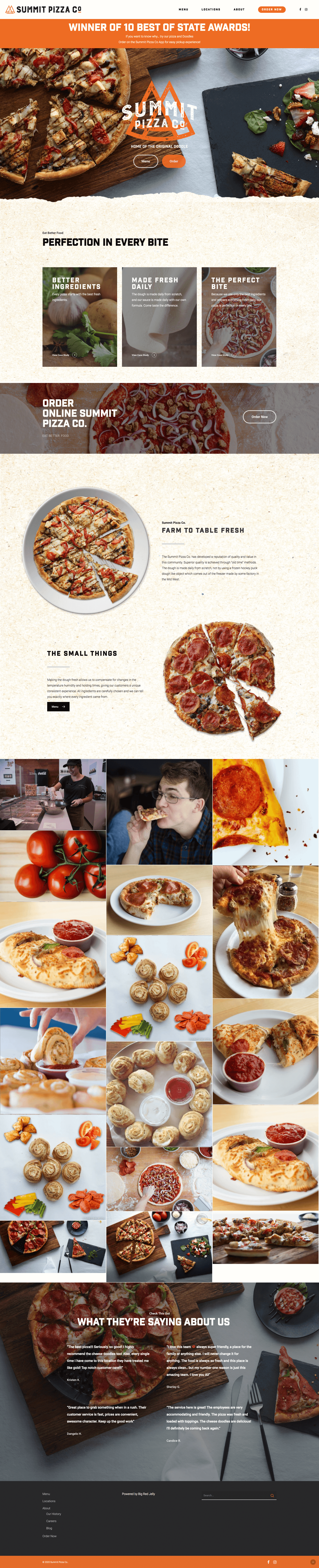 Summit pizza full website design - brand building at Big Red Jelly.