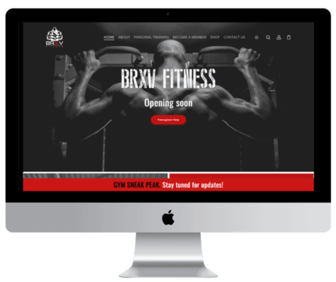 Brxv fitness portfolio computer mockup landing webpage - website building at Big Red Jelly.