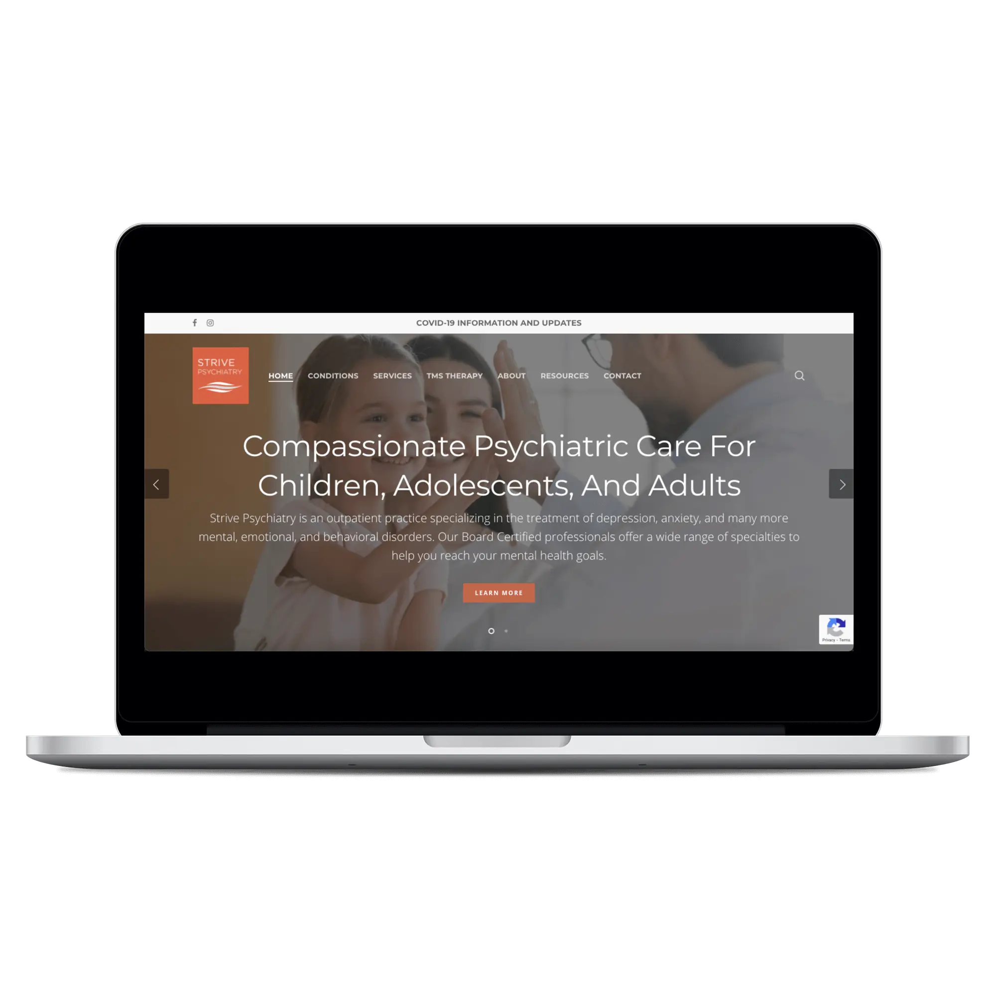 Strive psychiatry computer mockup website optimization - web design firm Big Red Jelly Provo Utah.