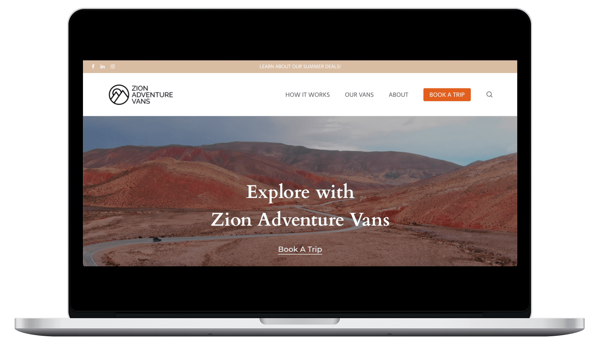 Zion adventure webpage computer mockup - brand building and wordpress designer at Big Red Jelly.
