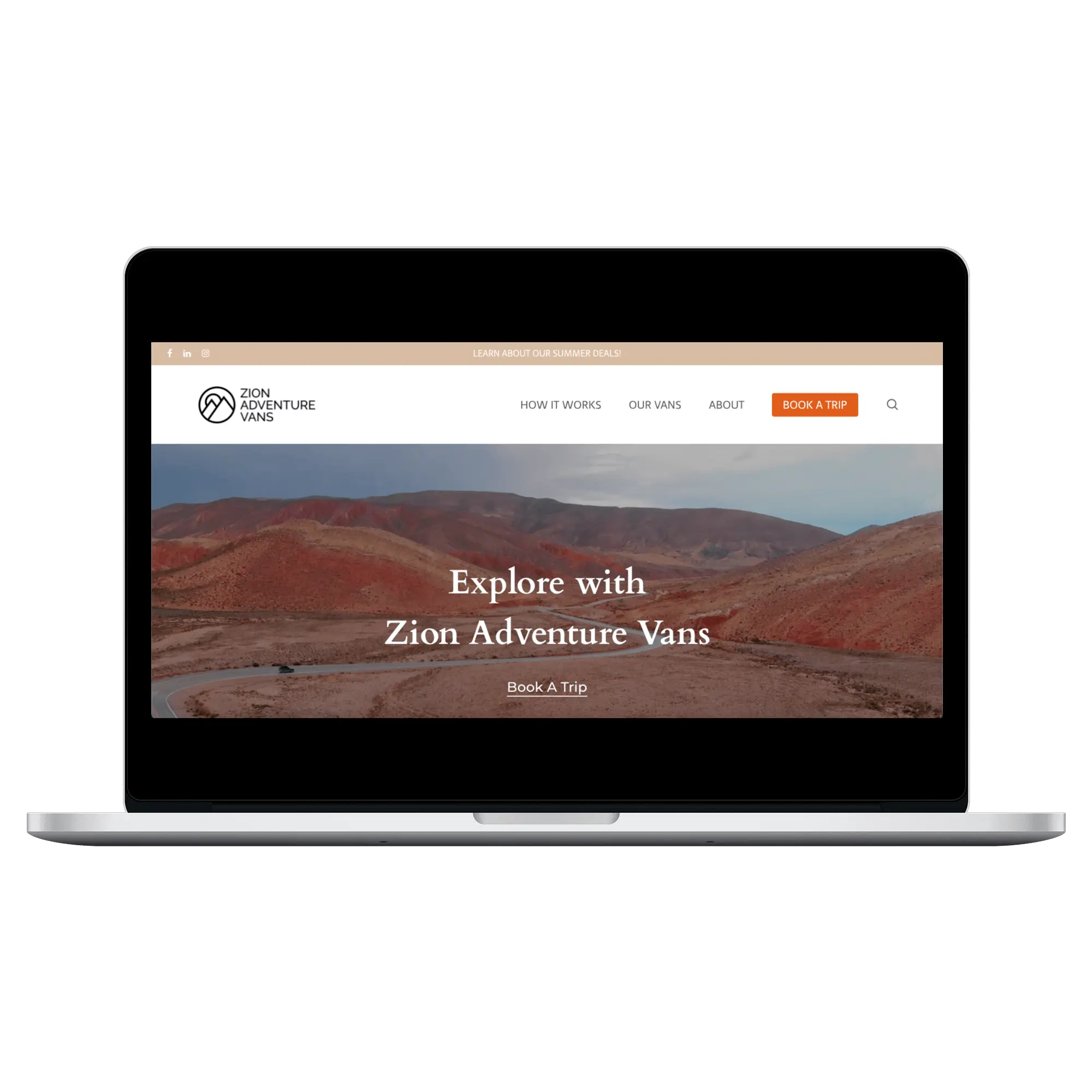 Zion adventure webpage computer mockup - brand building and wordpress designer at Big Red Jelly.