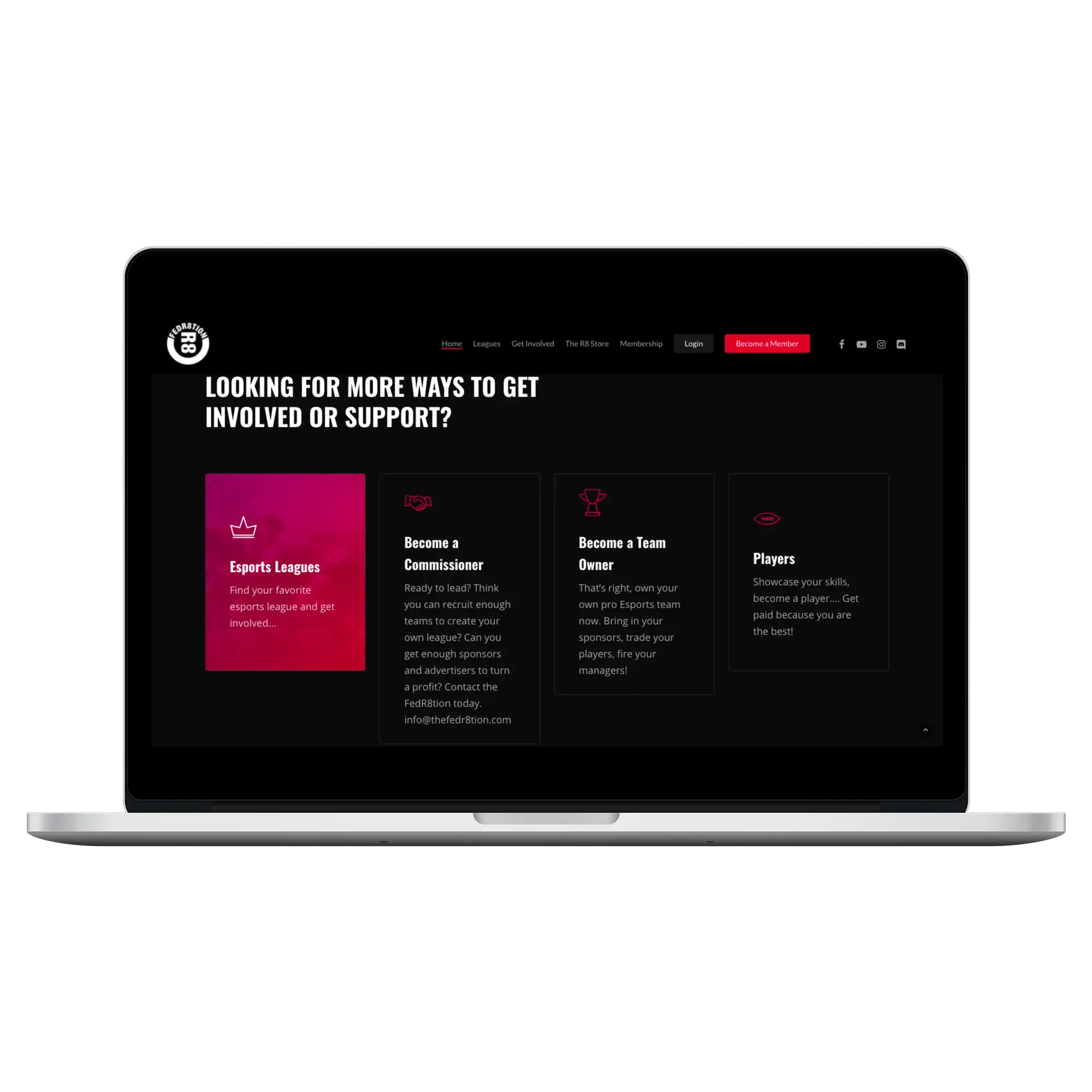 Fedr8tion support webpage computer mockup - brand building and wordpress designer at Big Red Jelly.