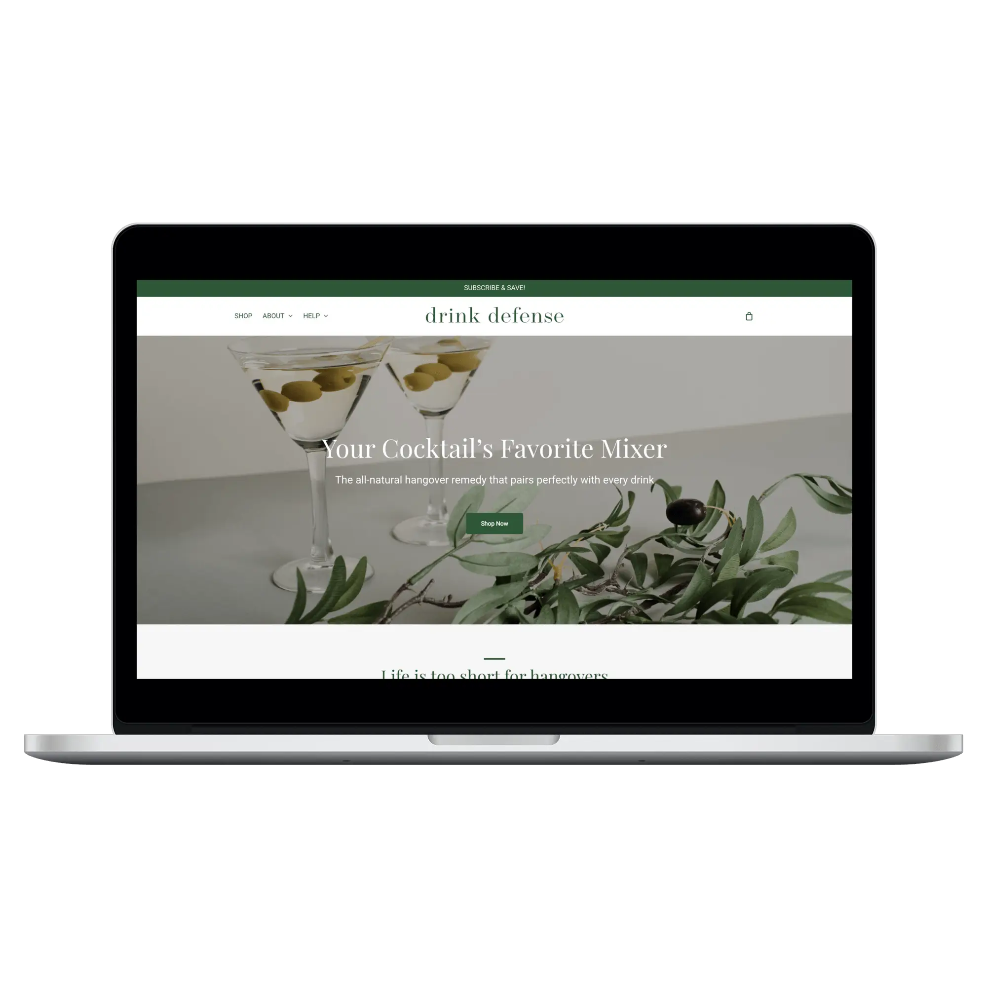 Drink defense landing page computer mockup - Big Red Jelly website development.
