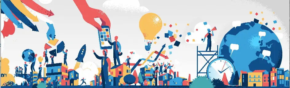 Banner graphic design about international marketing.