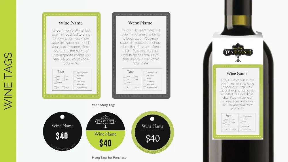 2 Tea zaanti brand style guide tag design page - brand building with brand strategist at Big Red Jelly.