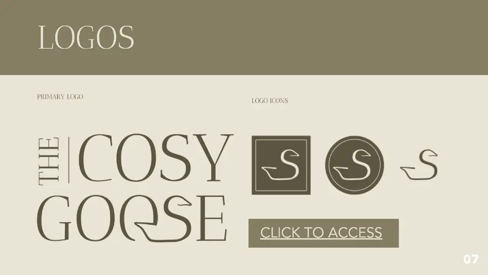 4 Cosy goose brand style guide logo page - brand building and development at Big Red Jelly.