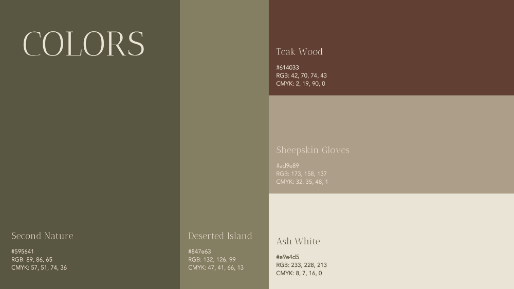 Cosy goose brand style guide colors page - brand building and development at Big Red Jelly.