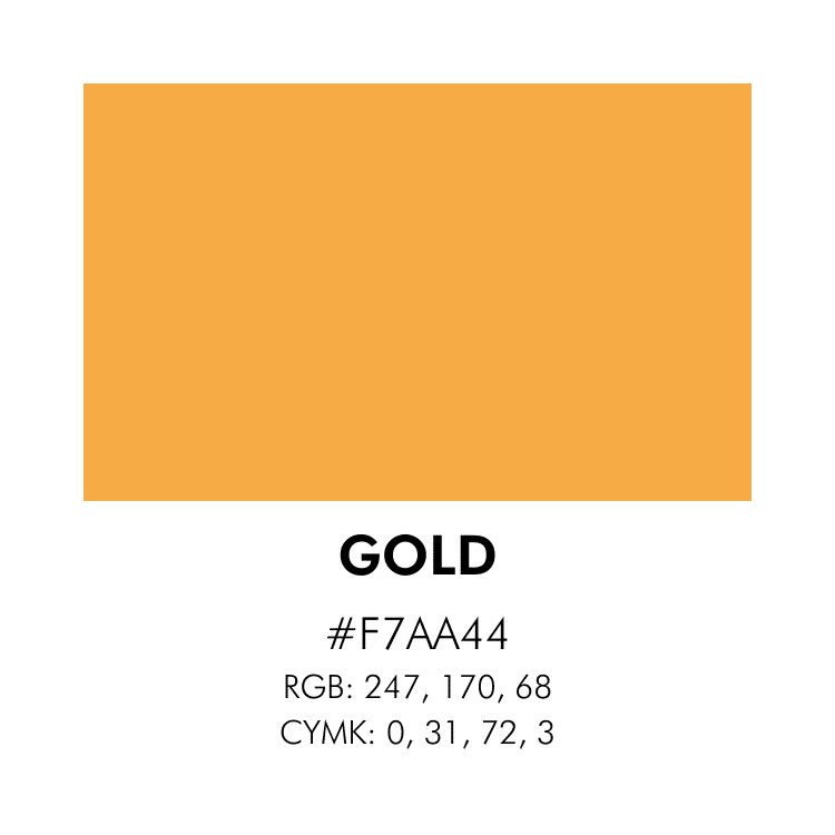 Gold color code business branding development - color strategy by branding at Big Red Jelly.