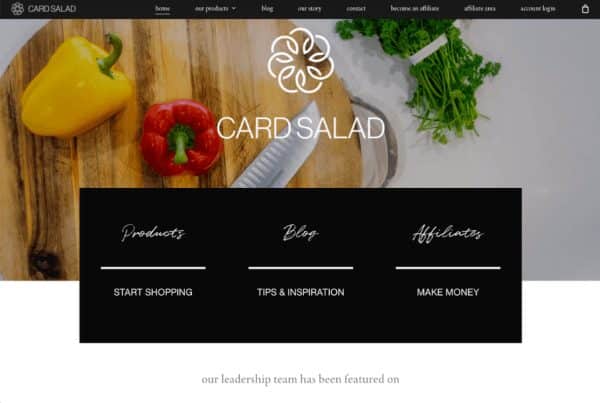 Card salad wordpress development build portfolio web page by Big Red Jelly Provo Utah