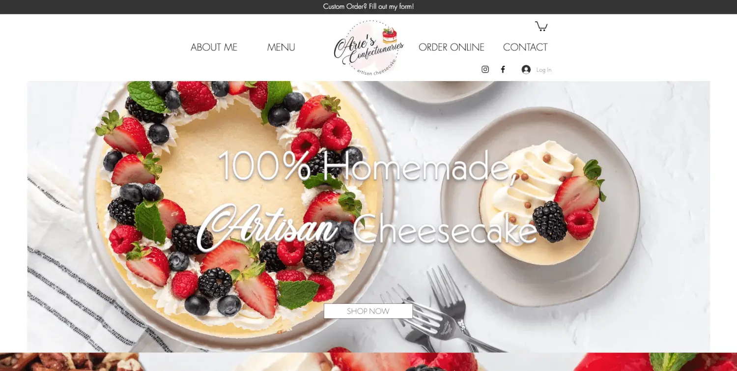 online cheescake website designer
