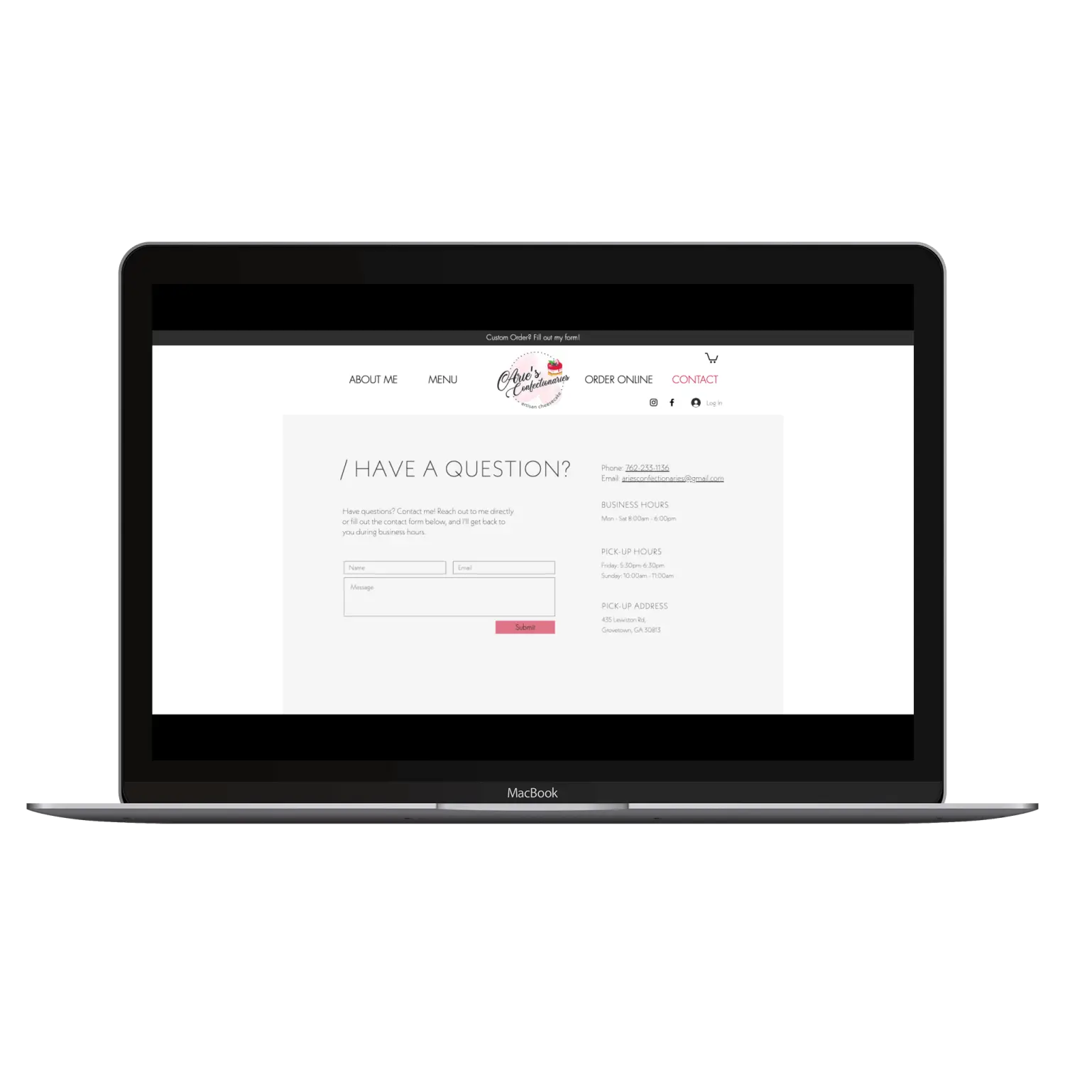 online cheescake website designer