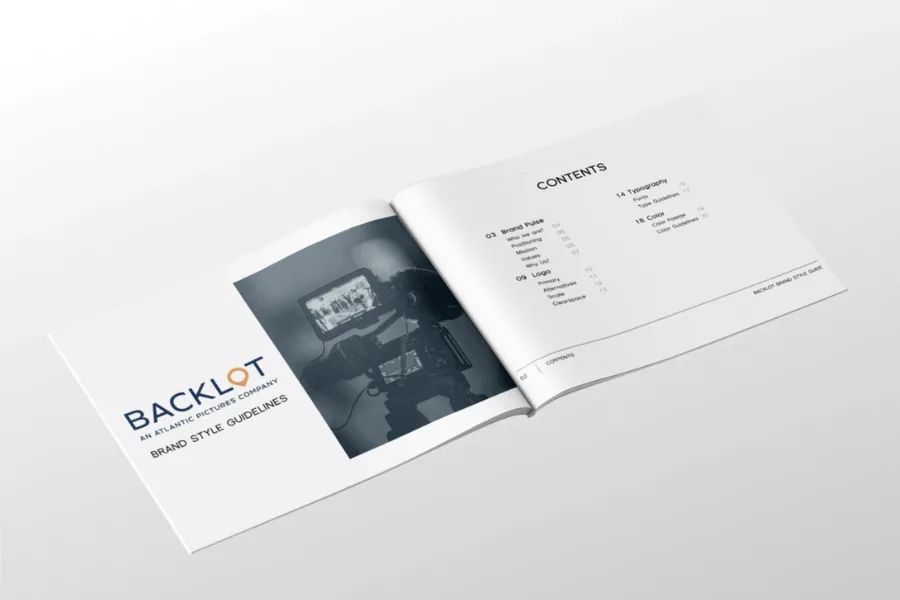 Backlot brand style guide - brand development by Big Red Jelly.