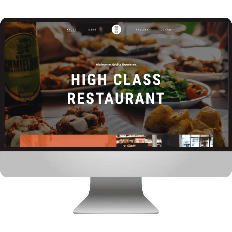 Restaurant business computer mockup wordpress support and management service.
