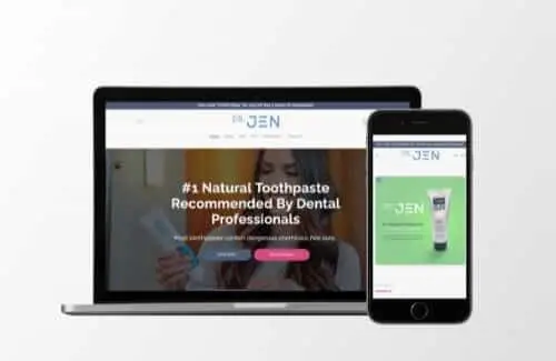 Dr Jen website and mobile mockup of brand - Big Red Jelly