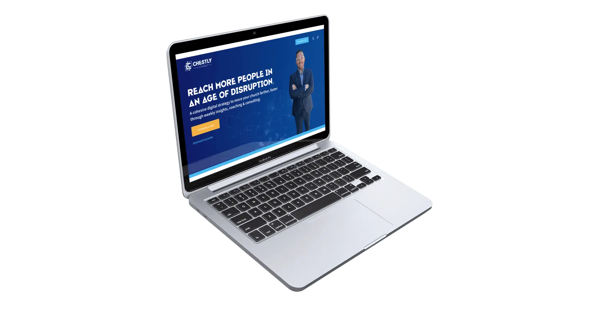 Chestly lunday computer website mockup of landing page