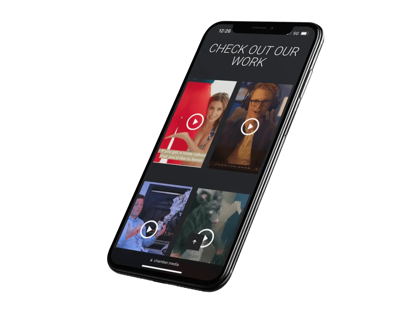 Mockup of Chamber Media's mobile website, design services by Big Red Jelly, a professional web development company that provides expert brand strategy services.