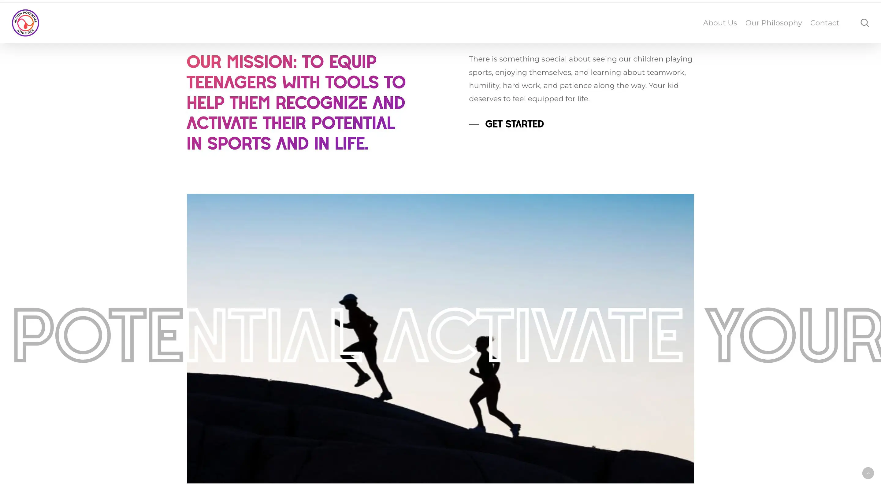 Screen Shot 2022-08-15 at 5.11.19 PM Action potential athletes website mission page - brand strategy and web design by Big Red Jelly