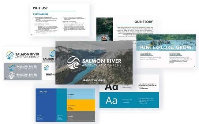 Salmon River mockup brand style guides - Big Red Jelly branding strategy project