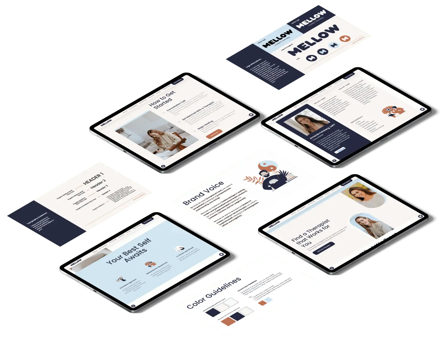 Mockup displaying the brand positioning of Melllow Therapy