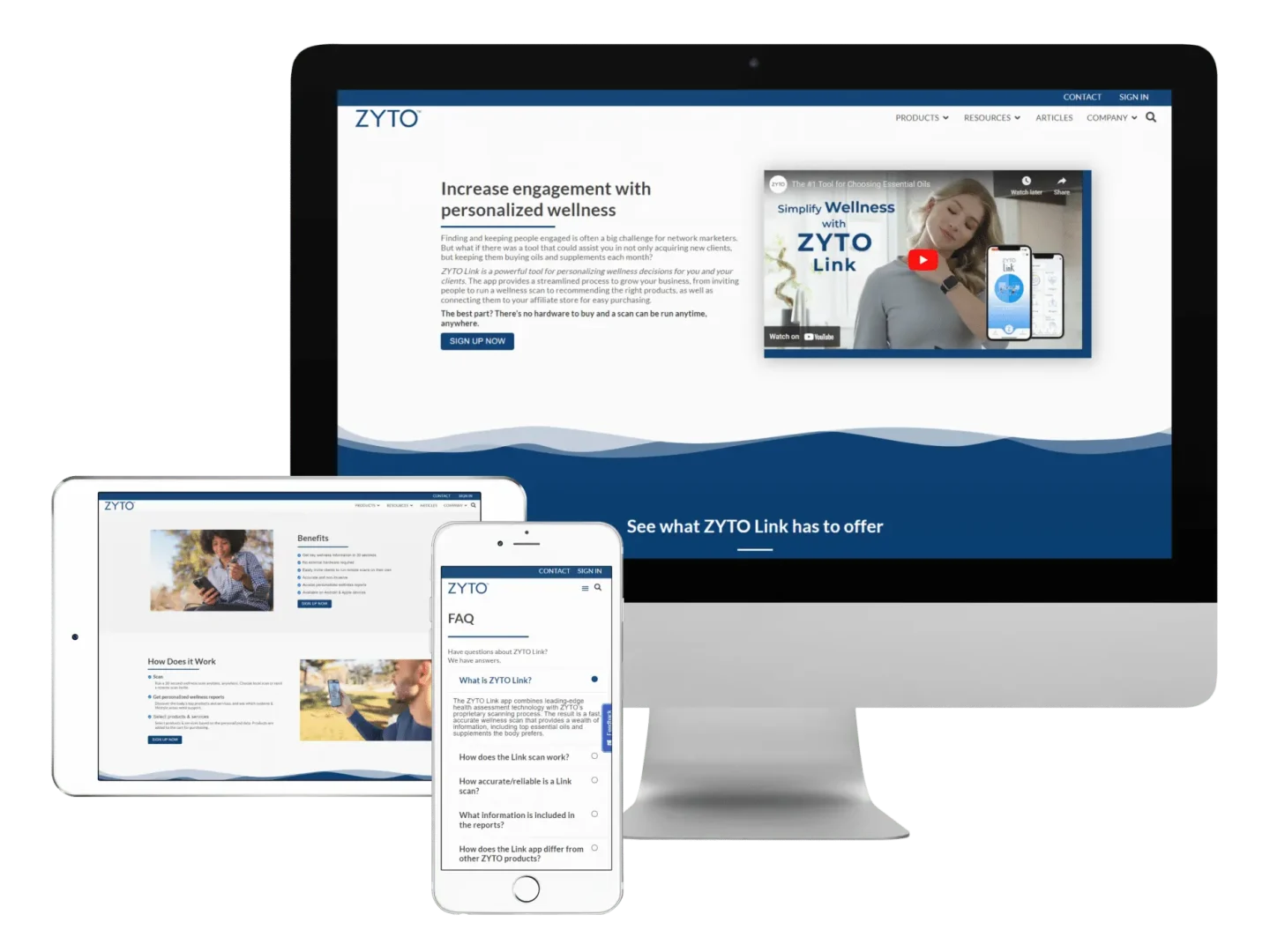 Zyto Link Multi-Device Display, designed by the team at Big Red Jelly, a professional web development company.