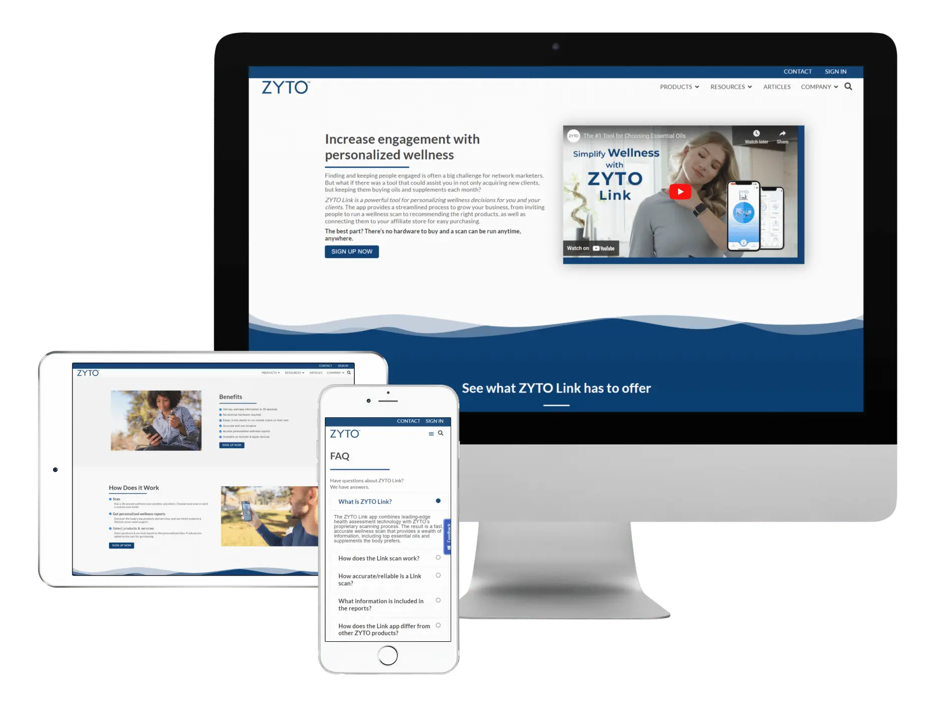 Zyto Link Multi-Device Display, designed by the team at Big Red Jelly, a professional web development company.