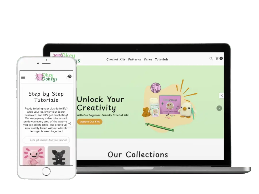 World-class website for Okey Dokeys, a crocheting company.