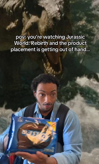 @jlikescomics on Instagram, a reel about the obvious product placement in the new Jurassic World film