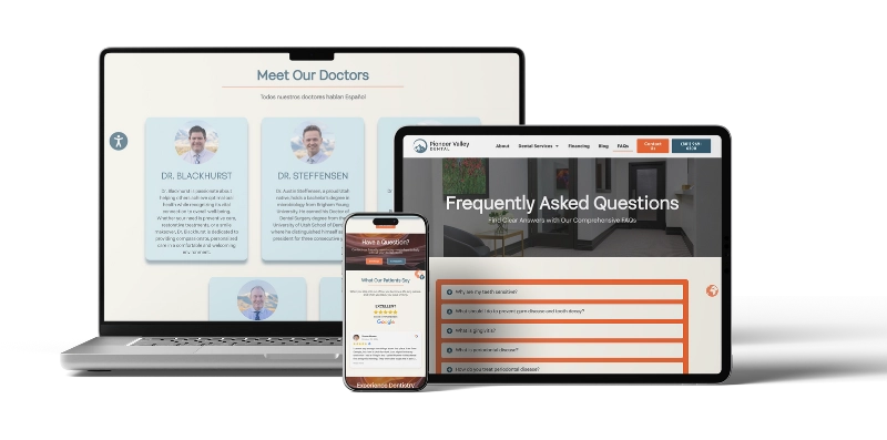Pioneer Valley Dental's website shown across multiple devices.