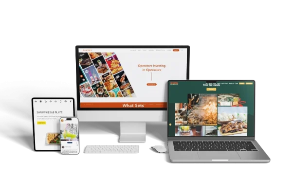 Savory Fund's websites, shown across multiple devices.