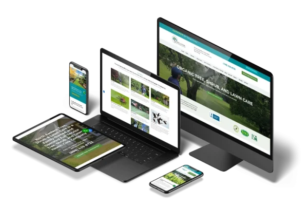 North Eastern Tree Care's website shown across multiple devices.