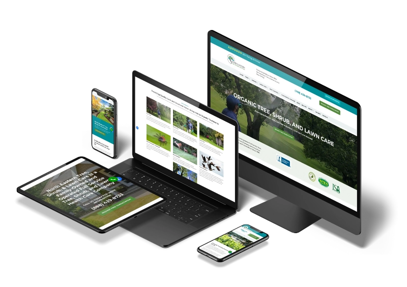 North Eastern Tree Care's website shown across multiple devices.